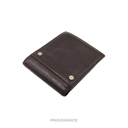 🔴 Balenciaga Screw Stud Bifold Wallet - Chocolate Leather