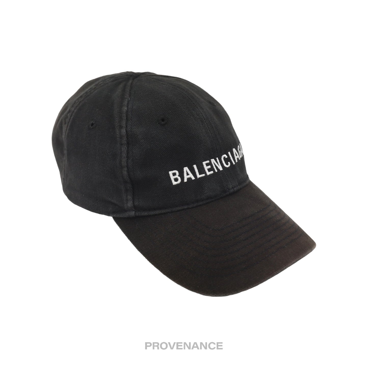 🔴 Balenciaga Embroidered Logo Cap - Washed Black