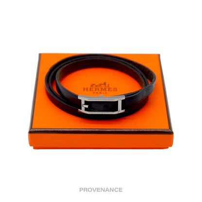 🔴 Hermes Triple Tour Bracelet - Black Leather