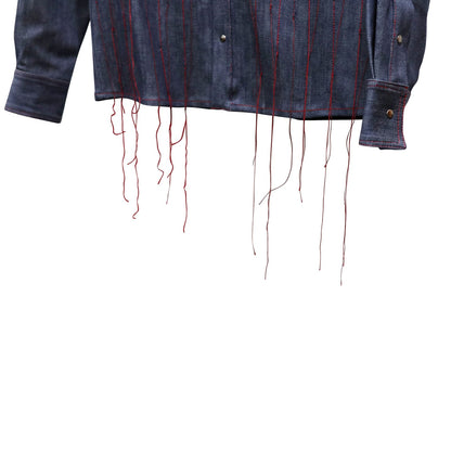 🔴 Pyer Moss Running Stitch Western Denim Jacket