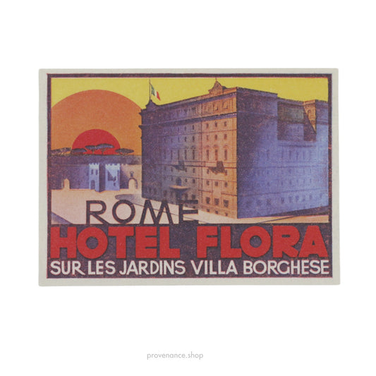 🔴 Hotel Label Sticker Postcard - Rome Hotel Flora