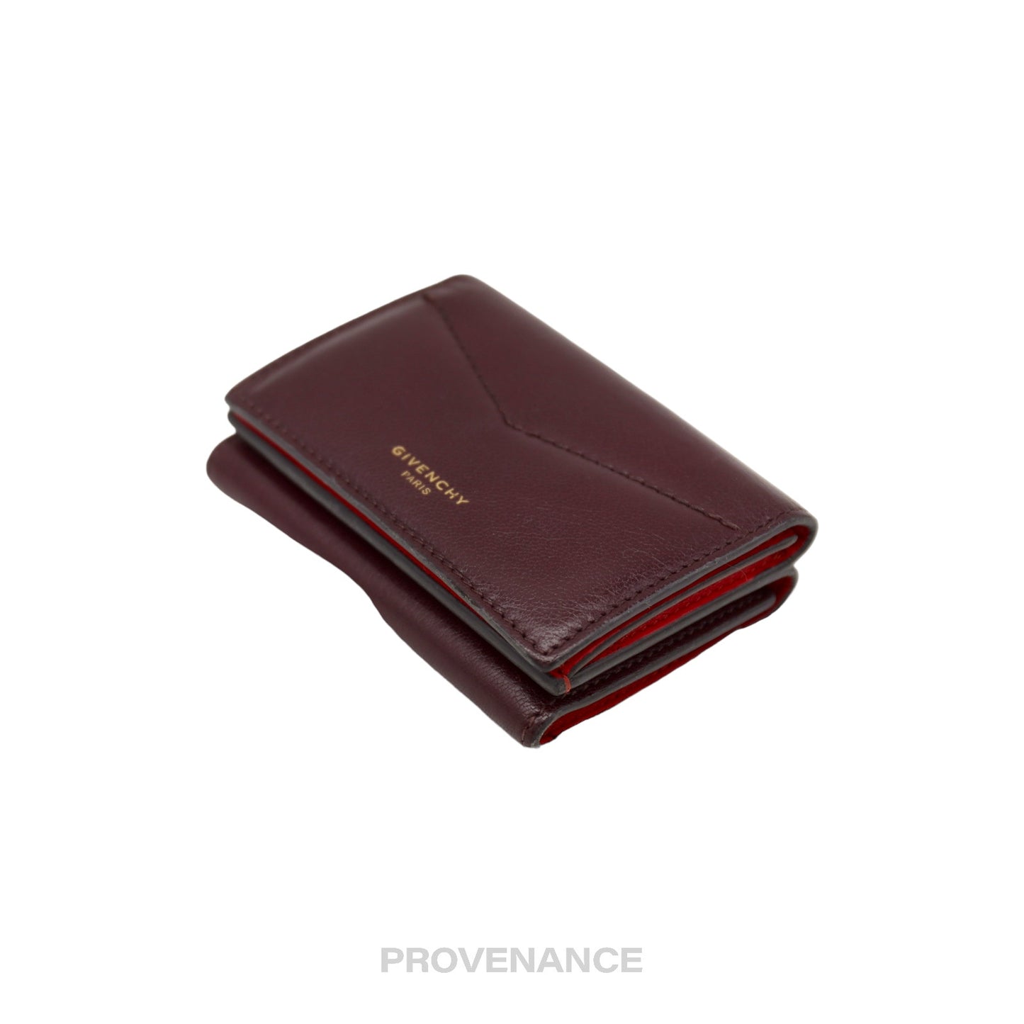 🔴 Givenchy Trifold Wallet - Burgundy Leather