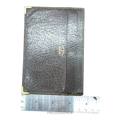 🔴 Gucci Cardholder Wallet - Vintage Logo Brown Leather