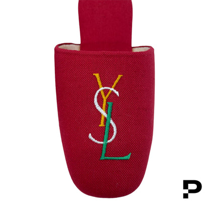 🔴 Yves Saint Laurent YSL Twill Logo Slipper - Red