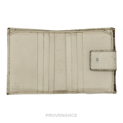 🔴 Gucci Trifold Wallet - GG Canvas White