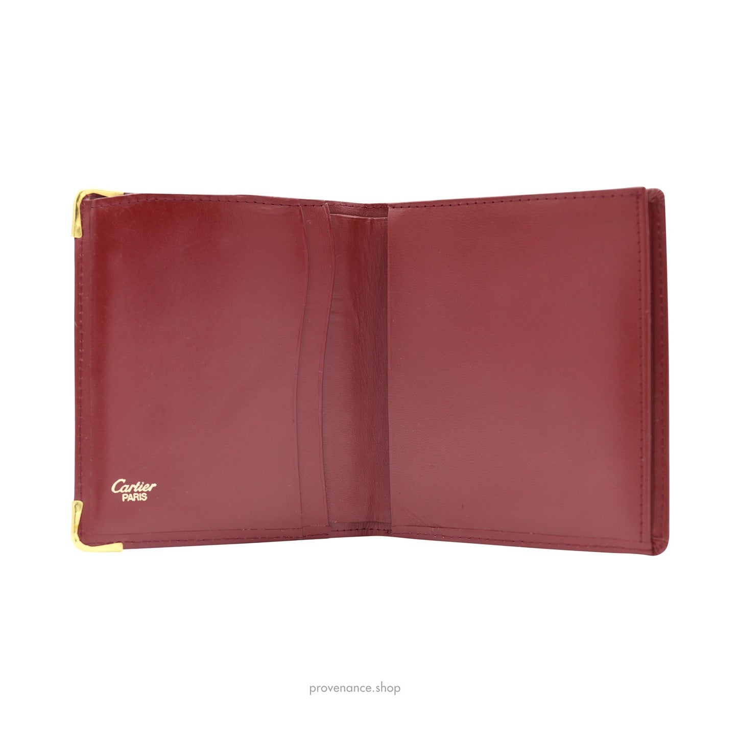 🔴 Cartier Bifold Wallet - Burgundy Calfskin Leather