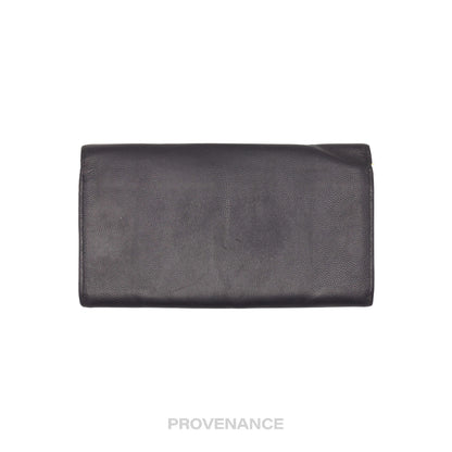 🔴 Saint Laurent Paris SLP Long Pebbled Wallet - Black