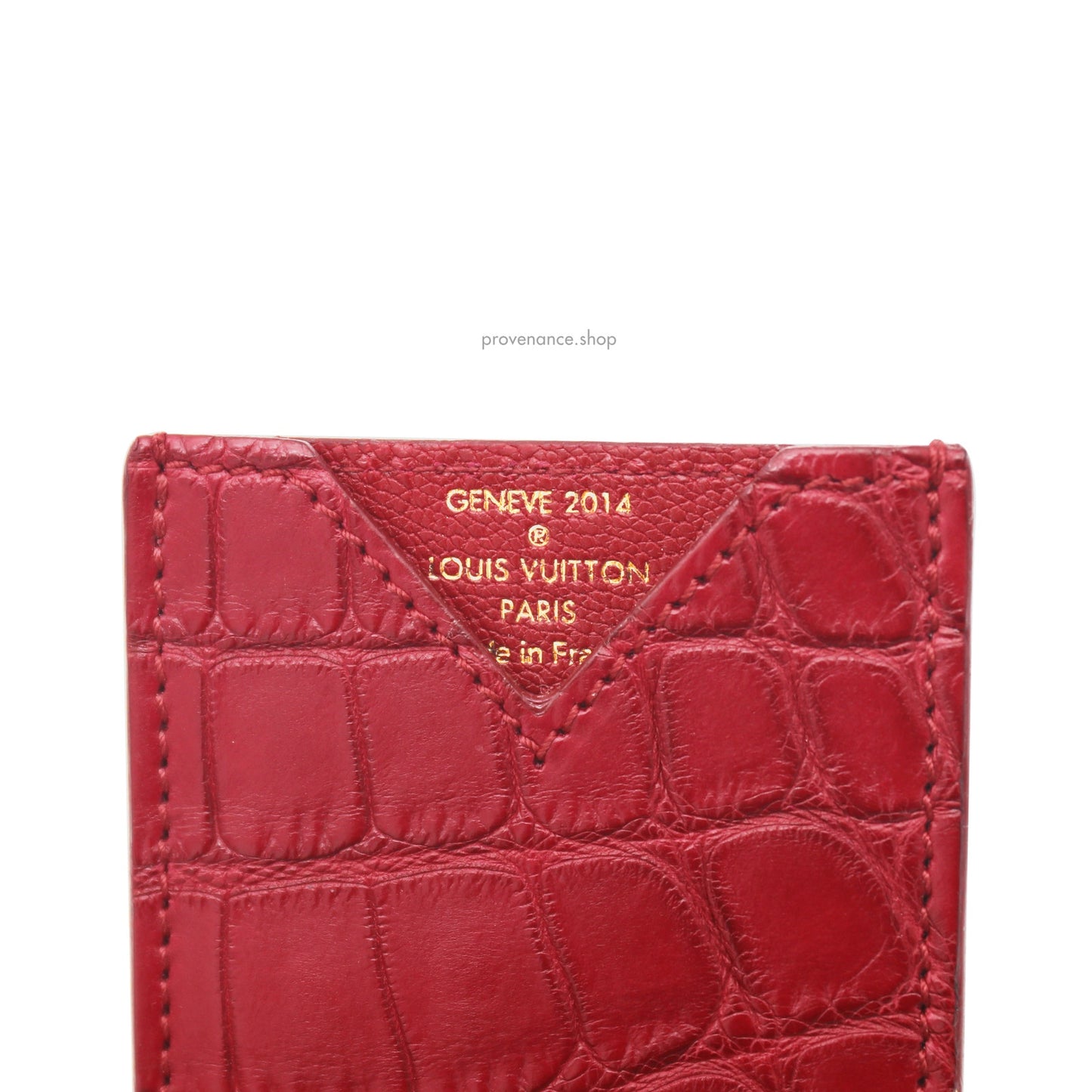 🔴 Louis Vuitton Genève Card Holder Wallet - Red Alligator Leather