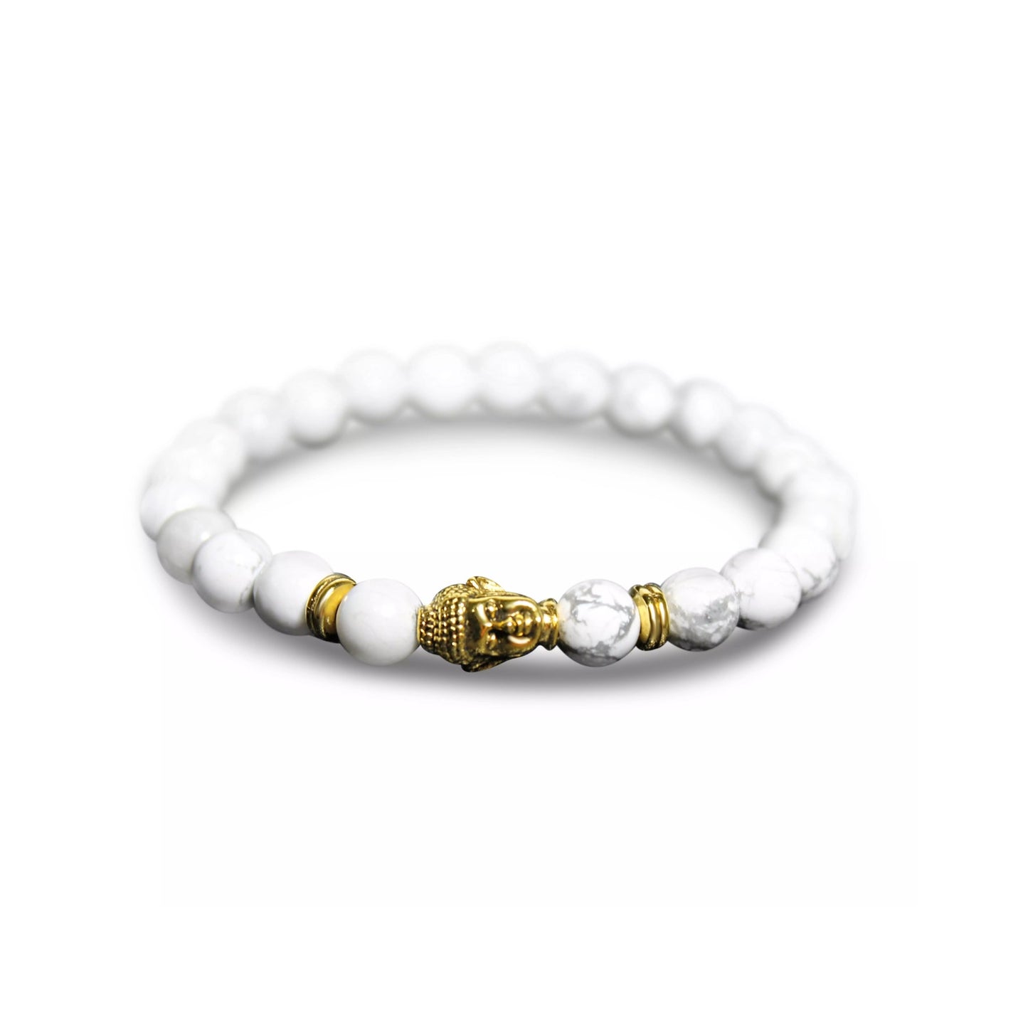 🔴 Bracelet - Gold Buddha White Carrara Marble