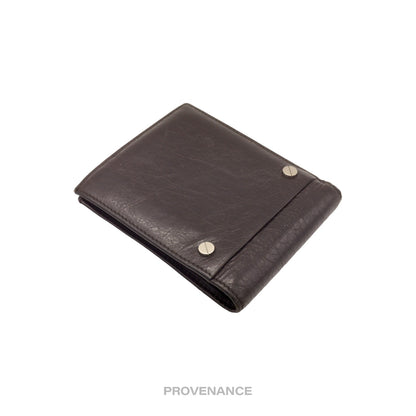 🔴 Balenciaga Screw Stud Bifold Wallet - Chocolate Leather