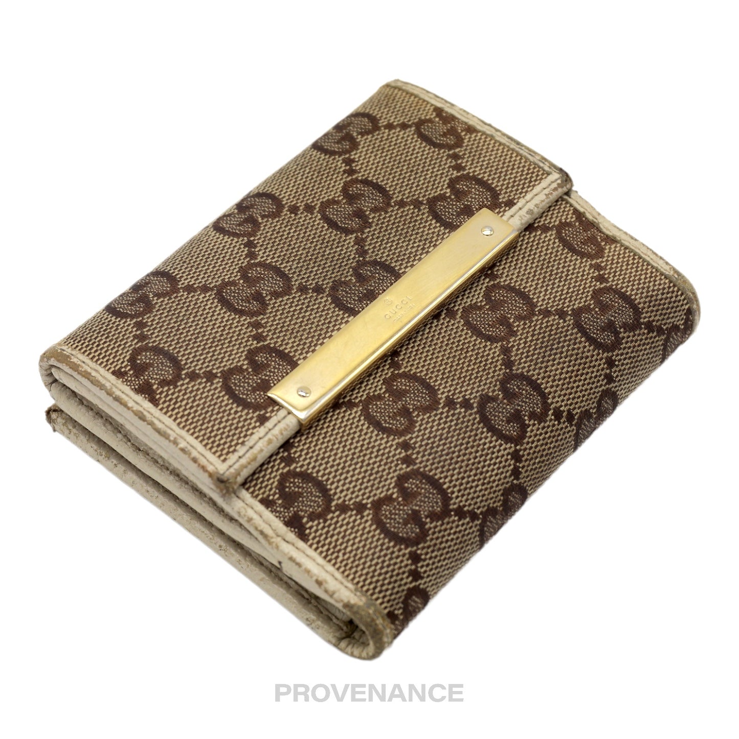 🔴 Gucci Trifold Wallet - GG Canvas White