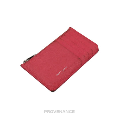 🔴 Saint Laurent Paris SLP Fragment Zip Card Wallet - Pink