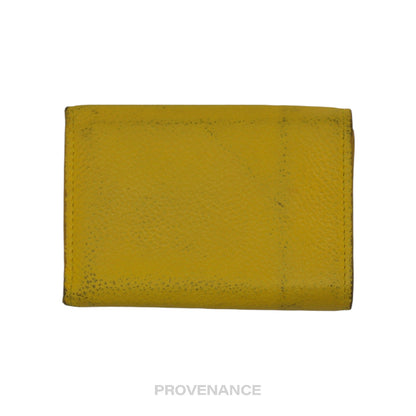 🔴 Saint Laurent Paris SLP Trifold Card Wallet - Yellow Leather