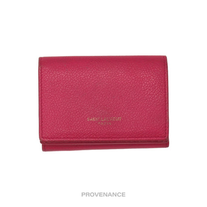 🔴 Saint Laurent Paris SLP Trifold Wallet - Pink Leather