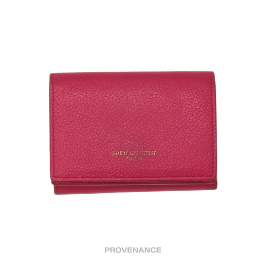 🔴 Saint Laurent Paris SLP Trifold Wallet - Pink Leather