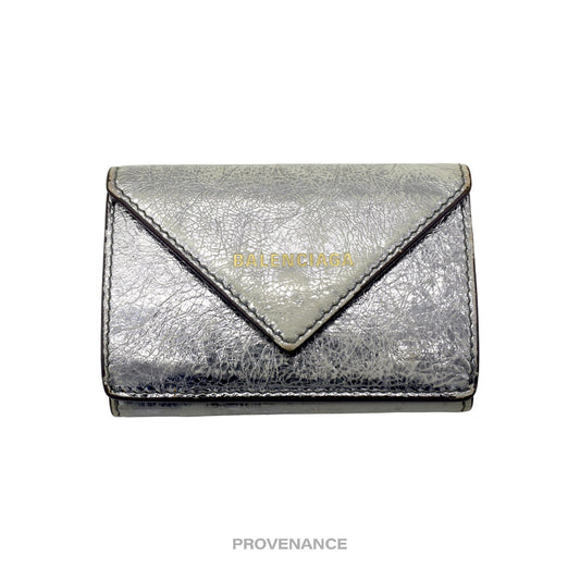 🔴 Balenciaga Papier Mini Wallet - Metallic Leather
