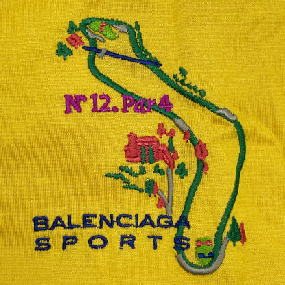 🔴 BALENCIAGA Embroidered Long Sleeve Polo Shirt - Yellow