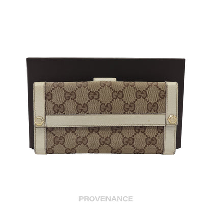 🔴 Gucci GG Canvas Long Wallet - White