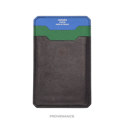 🔴 Hermès 3CC Wallet - Blue/Black/Green Leather