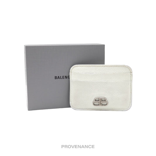 🔴 Balenciaga BB Card Holder Wallet - White Leather