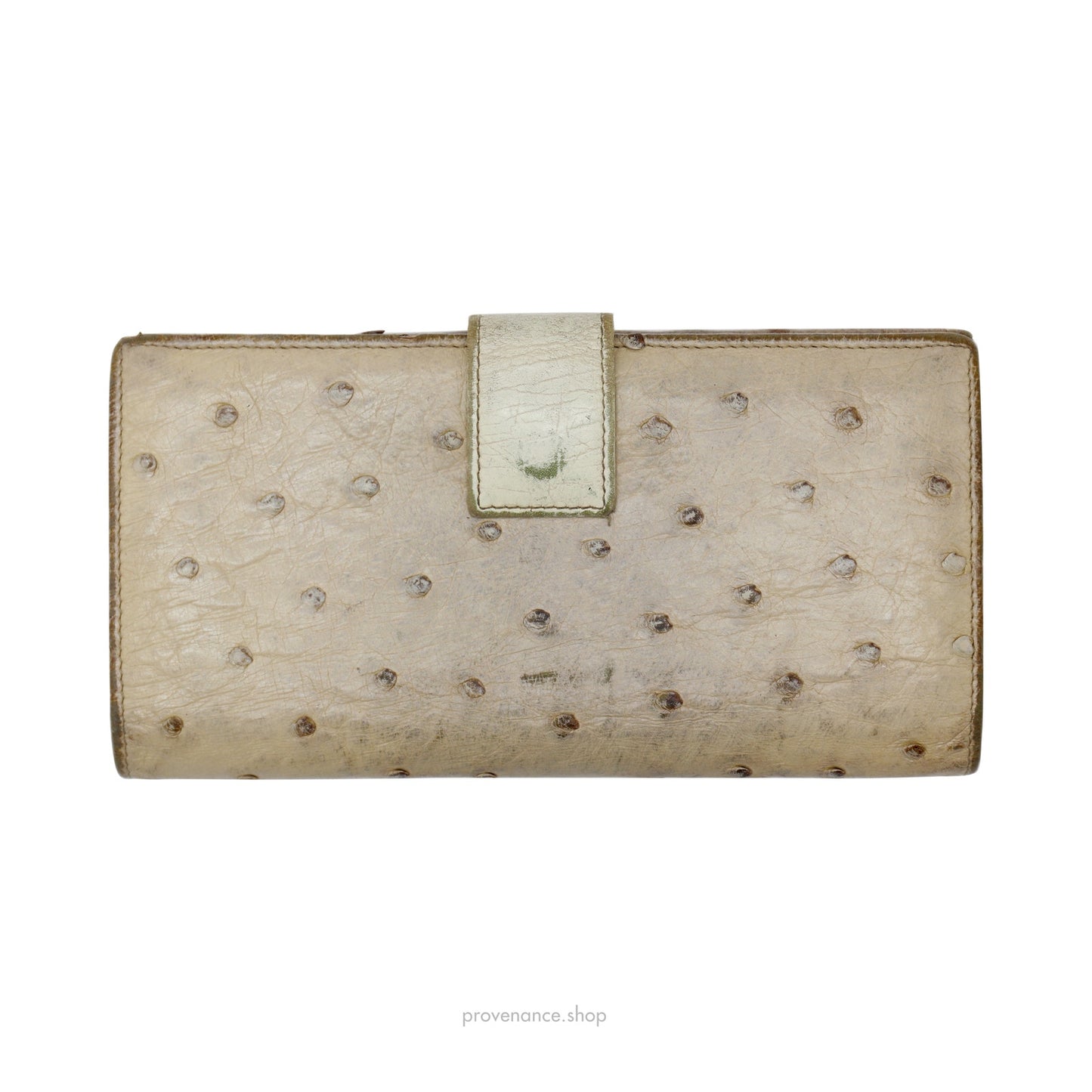 🔴 Gucci Horsebit Long Wallet - Ivory Ostrich Leather