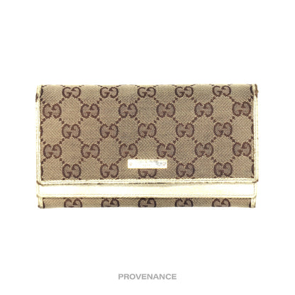 🔴 Gucci GG Canvas Long Wallet - White