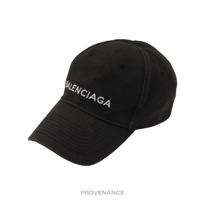 🔴 Balenciaga Embroidered Logo Cap - Washed Black