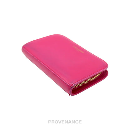 🔴 Saint Laurent Paris SLP Compact Zip Card Wallet - Pink