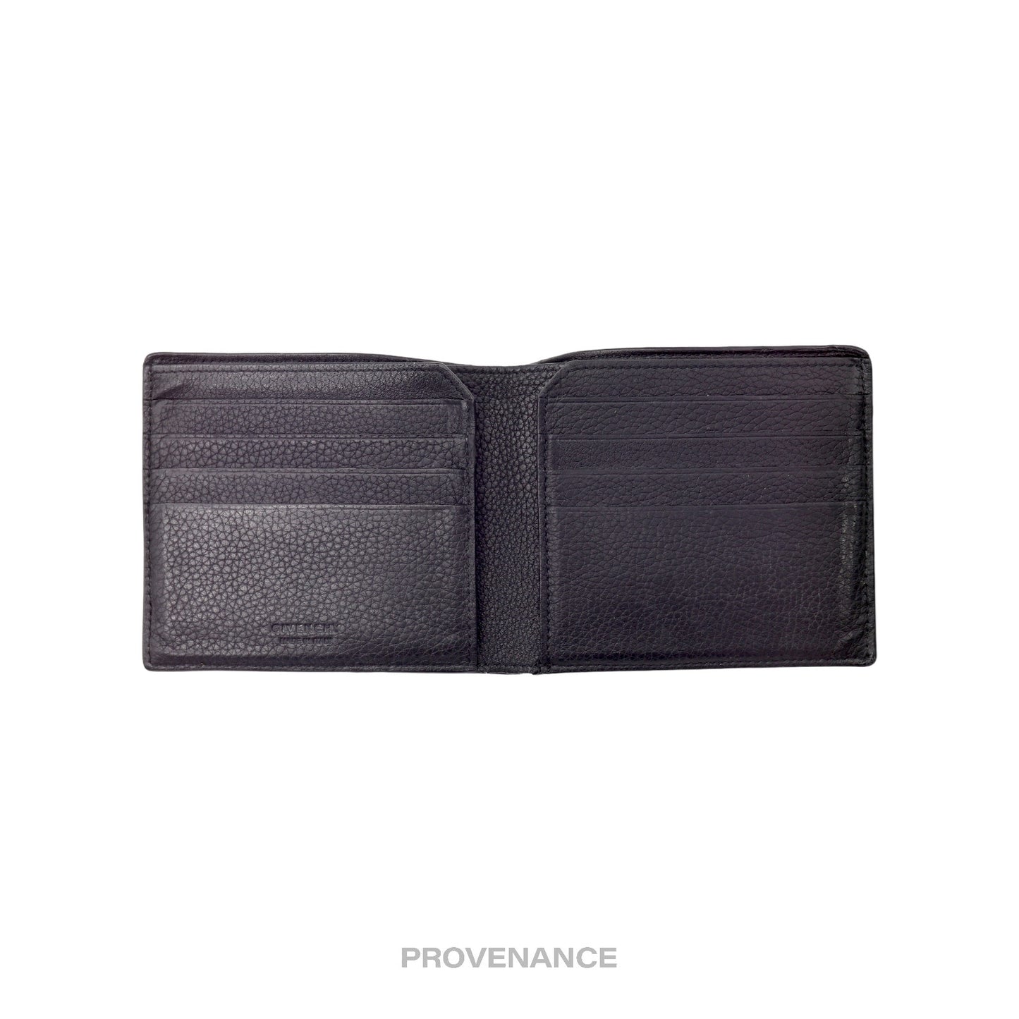 🔴 Givenchy 8CC Logo Bifold Wallet - Black Grained Leather