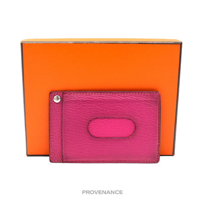 🔴 Hermes Sellier Card Holder Wallet - Pink Leather