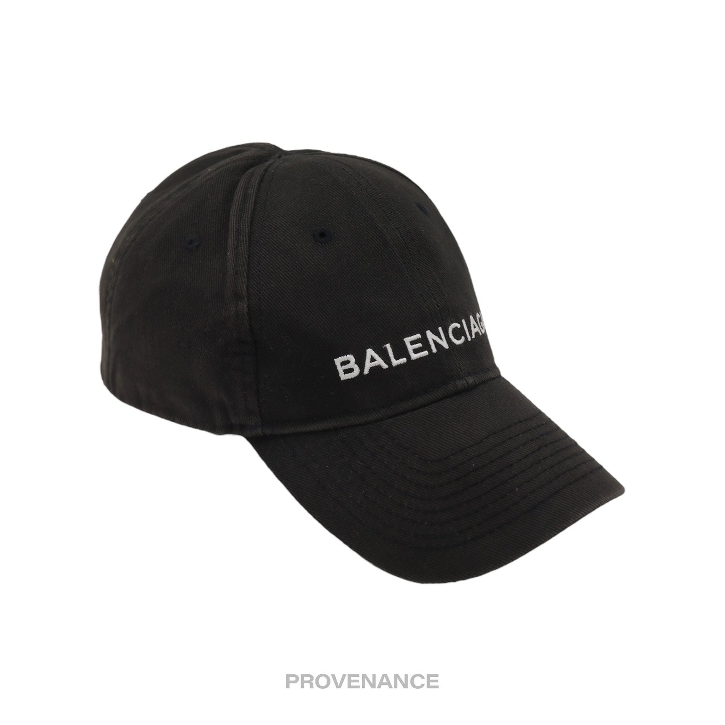 🔴 Balenciaga Embroidered Logo Cap - Washed Black