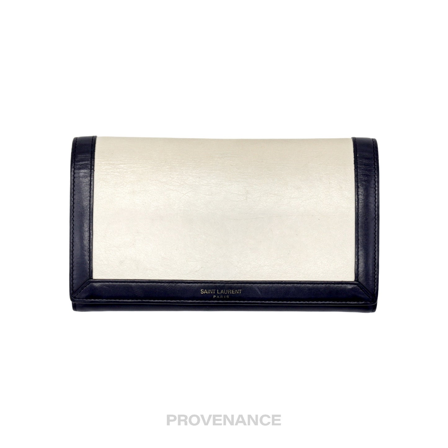 🔴  Saint Laurent Paris SLP Zip Long Wallet - Navy/Ivory