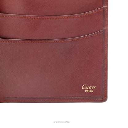 🔴 Cartier Bifold Wallet - Burgundy Calfskin Leather