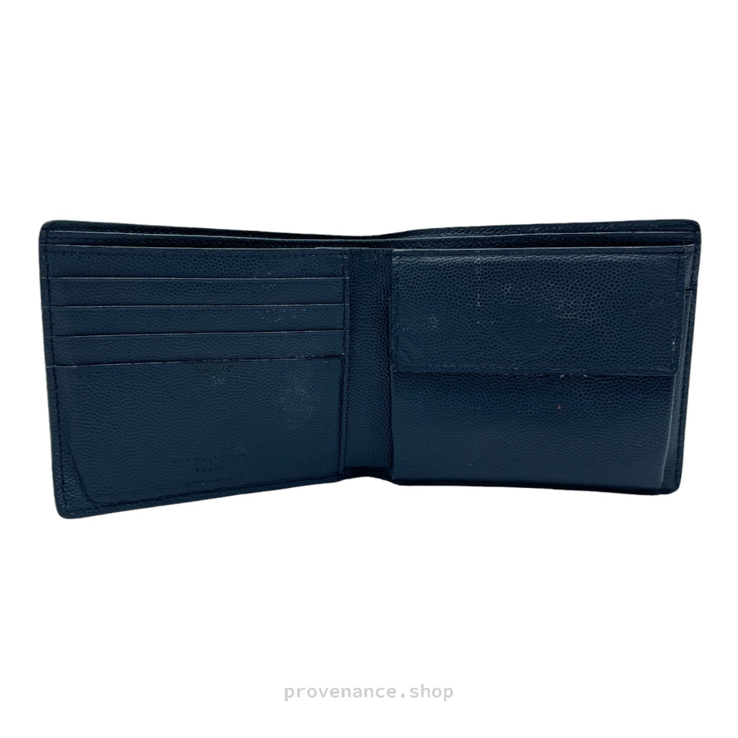 🔴 Saint Laurent Paris SLP Bifold Wallet - Navy