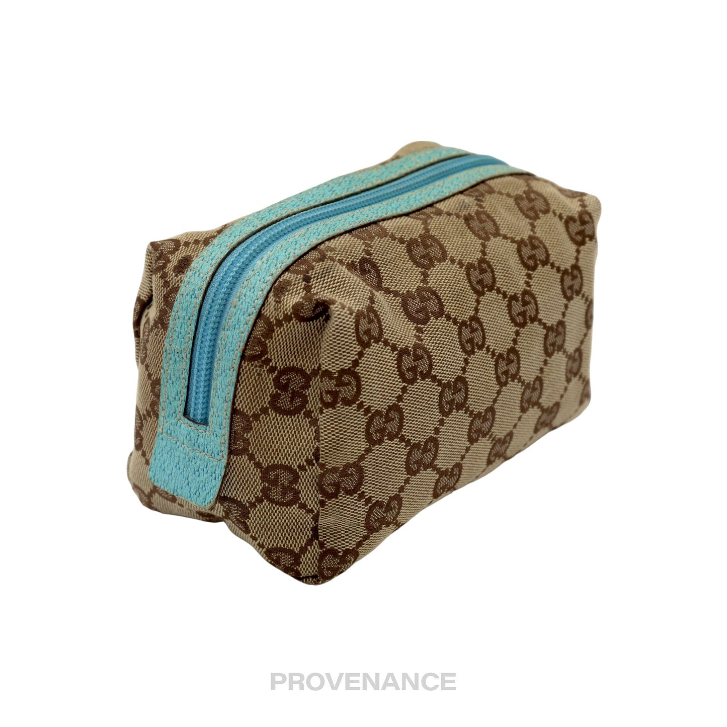 🔴 Gucci Zip Pouch - GG Canvas Turquoise