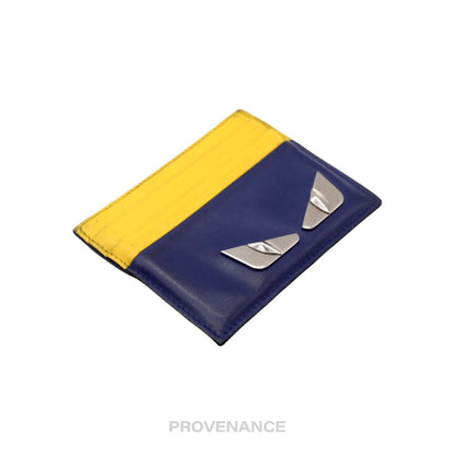🔴 Fendi Monster Eyes Card Holder Wallet - Yellow/Navy