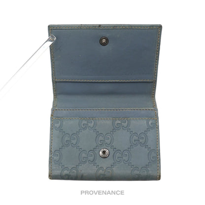 🔴 Gucci Card Holder Wallet - Powder Blue Guccissima Leather