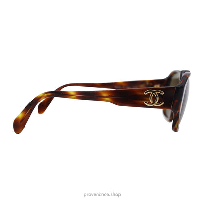 🔴 Chanel Double CC Sunglasses - Brown Tortoise - 01452