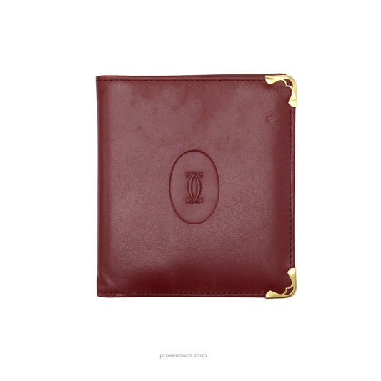 🔴 Cartier Bifold Wallet - Burgundy Calfskin Leather