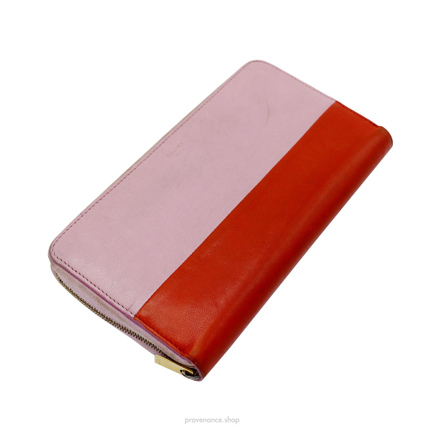 🔴 Celine Multifunction Zip Wallet - Pink/Papaya