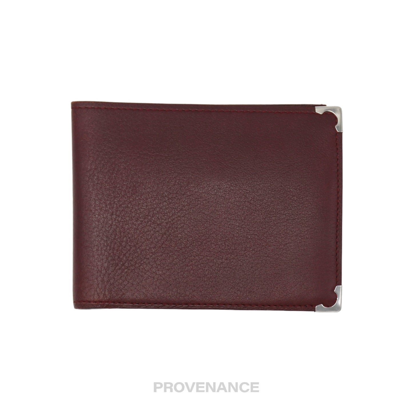 🔴 Cartier Bifold Wallet - Burgundy Calfskin Leather