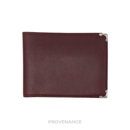 🔴 Cartier Bifold Wallet - Burgundy Calfskin Leather