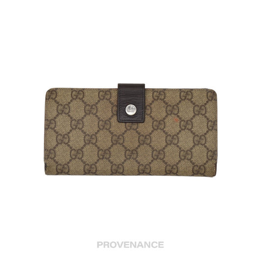 🔴 Gucci Long Wallet - GG Supreme Brown