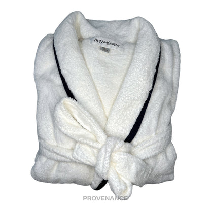 🔴 Yves Saint Laurent YSL Logo Robe - White French Terry