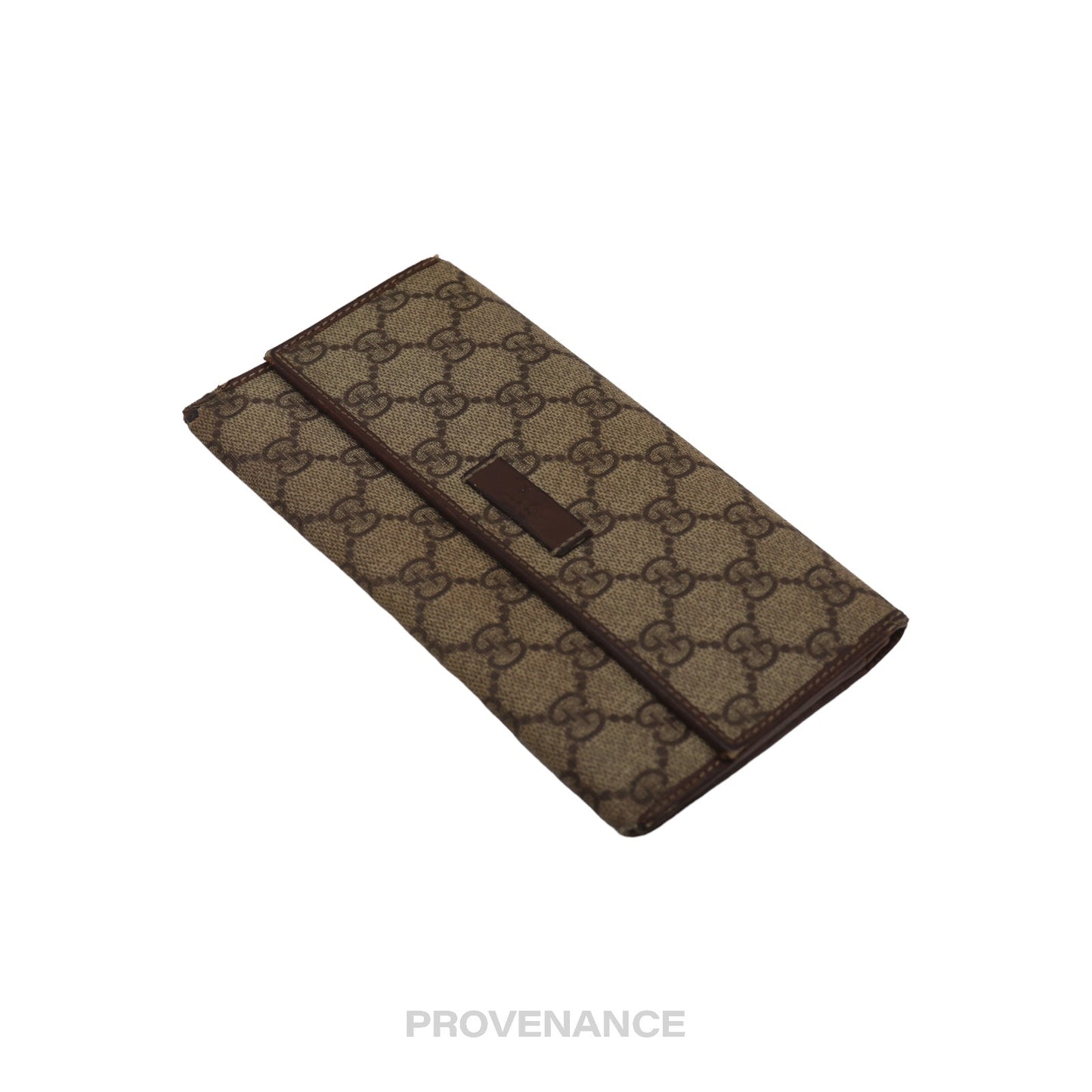 🔴 Gucci Snap Long Wallet - GG Supreme Brown