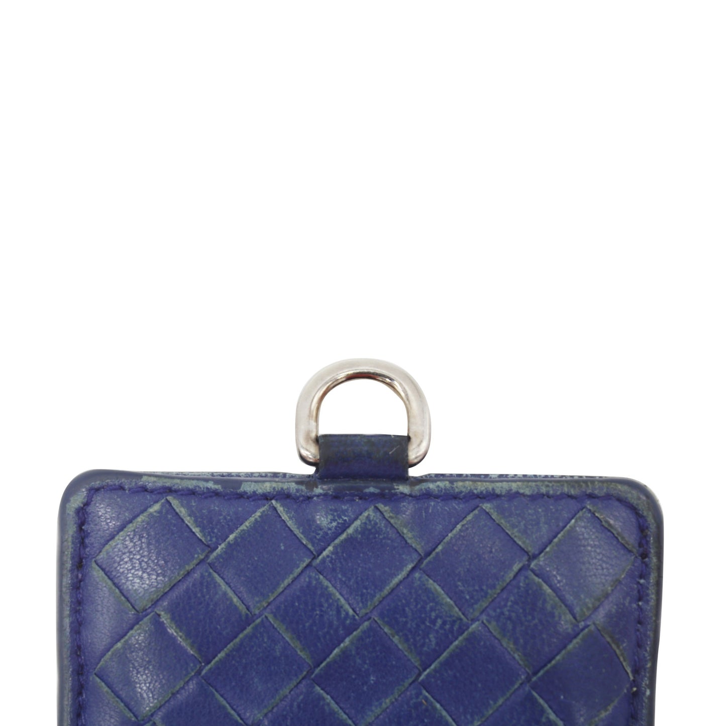 🔴 Bottega Veneta ID Card Holder Wallet - Blue Intrecciato Leather