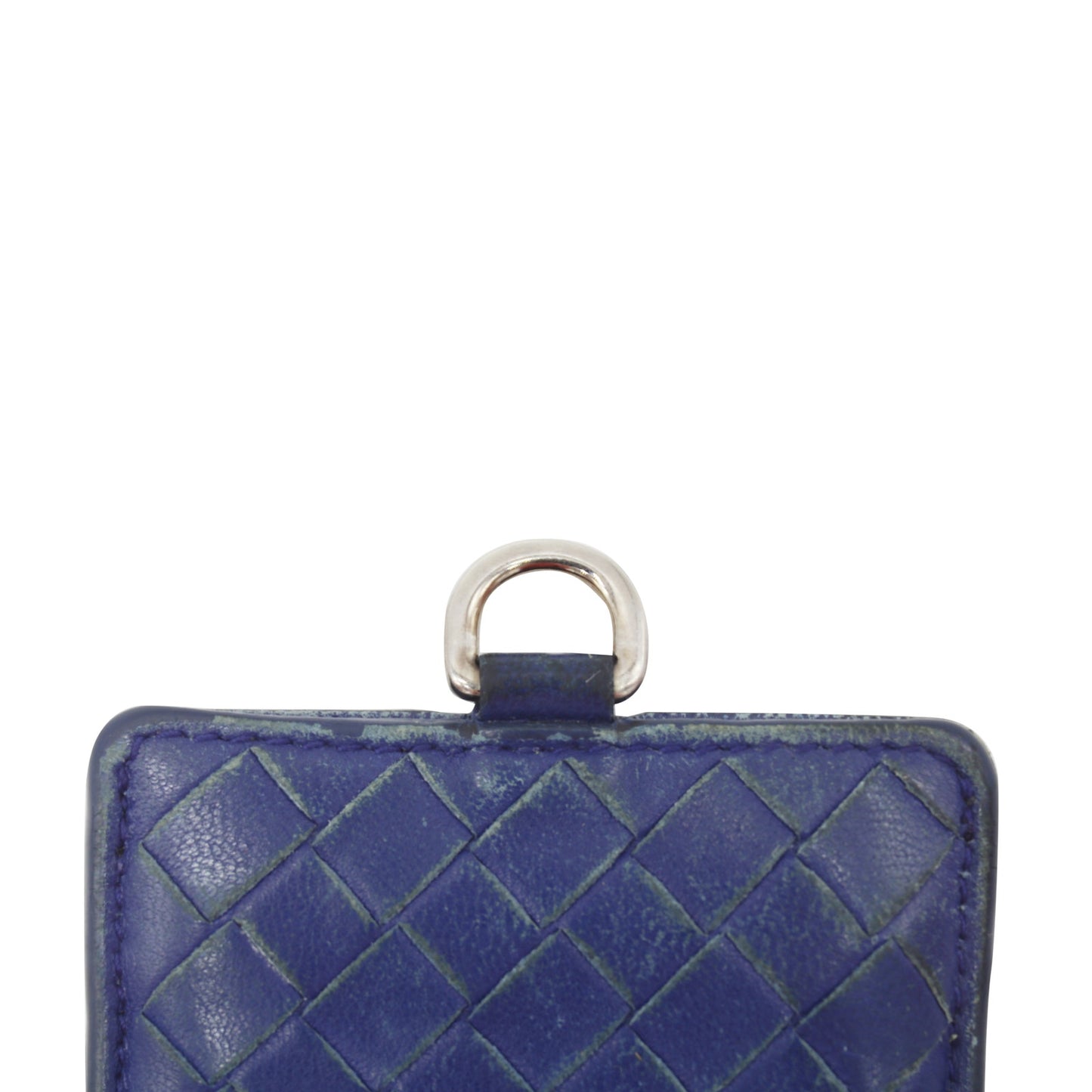 🔴 Bottega Veneta ID Card Holder Wallet - Blue Intrecciato Leather