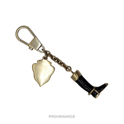 🔴 Gucci Equestrian Boot Keychain - Black Enamelled Gold