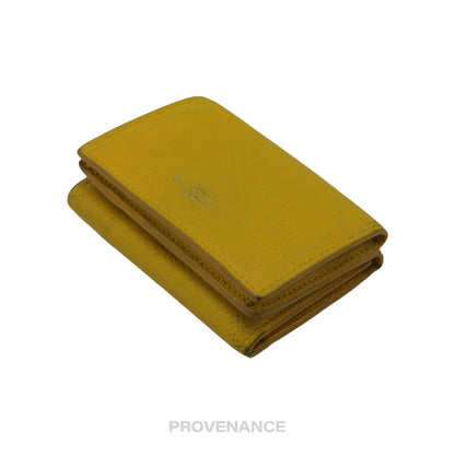 🔴 Saint Laurent Paris SLP Trifold Card Wallet - Yellow Leather