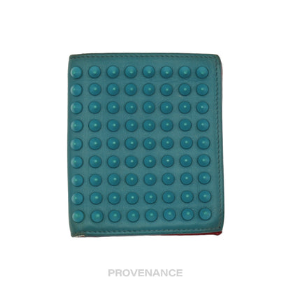 🔴 Christian Louboutin Spike Card Wallet - Turquoise